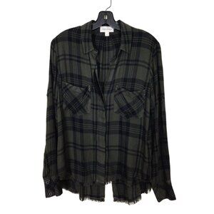 Cloth & Stone Shirt Women’s S Small Green Plaid Flannel Long Sleeve Button Down